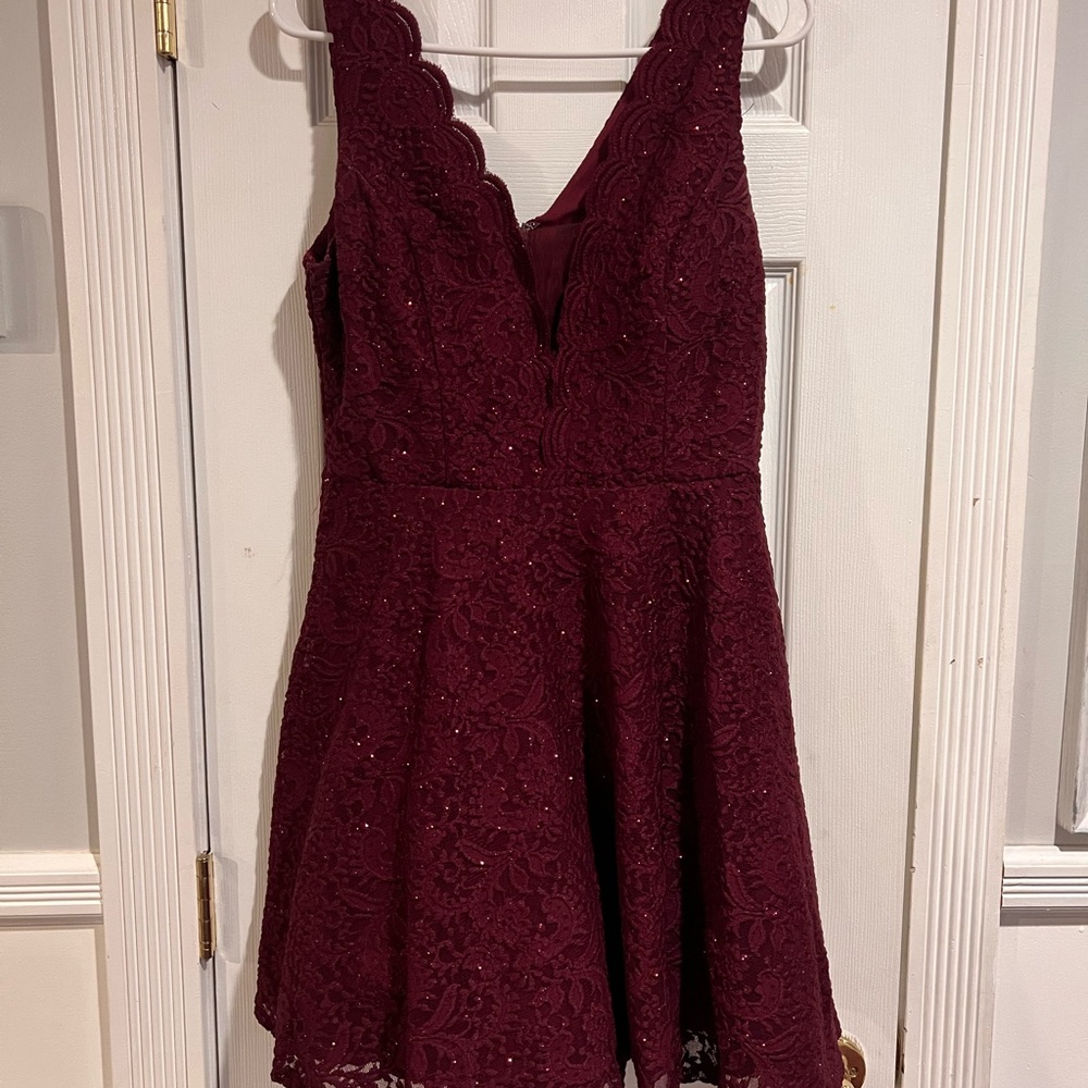 Elegant Burgundy Lace Dress